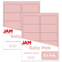JAM Paper Mailing Address Labels, 2 x 4, Baby Pink, 2 sets of 120 (4052897g)-Baby pink