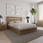 Nexera Malibu Headboard - Full Size - Brown Oak-Compatible Design: This versatile headboard seamlessly integrates with your preferred bed frame