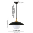 Hudson&Canal Alvia 14.5" Wide Pendant with Metal/Glass Shade - Matte Black/Brass/White-Clean with a soft, dry cloth and no harsh chemicals or abrasive cleaning materials