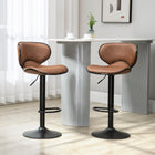 HOMCOM Adjustable Height Vintage Leathaire Bar Stools - Brown - 2 Pack-A must for home bars, kitchens and high dining spots

