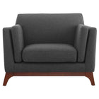 Modway Chance Upholstered Fabric Armchair - Grey-Solid Rubberwood Frame