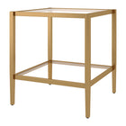 Hudson&Canal Hera 20"W Square Side Table with Glass Shelf - Antique Brass-Top has a weight capacity of 40 lbs, shelf can hold 20 lbs