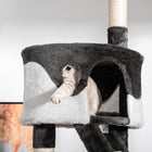 PawHut 94" - 102" Floor-To-Ceiling Huge Cat Tree Tower - White-Material: Particle Board, Sisal Rope, Plush 