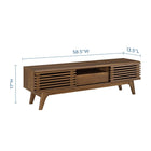 Modway Render 59" TV Stand - Walnut-Dual Slatted Sliding Doors