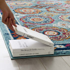 Modway Entourage Odile Distressed Floral Moroccan Trellis Area Rug - 5 ft W x 8 ft L - Blue Red Orange Yellow-Gripping Rubber Underside