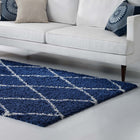 Modway Toryn Diamond Lattice Shag Area Rug - 5 ft W x 8 ft L - Navy/Ivory-100% Polypropylene