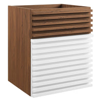 Modway Render 18" Wall-Mount Bathroom Vanity Cabinet - White/Walnut-Mid-Century Modern Vanity