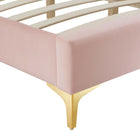 Modway Sutton Performance Velvet Queen Bed Frame - Pink-Reinforced Center Beam and Support Legs