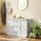 HOMCOM 47" Modern Sideboard Buffet Cabinet with Drawers & Storage Doors - White Wood Grain-Made of P2 grade board, this stable unit holds up to 231 lbs