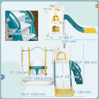 Qaba 6-in-1 Slide and Swing Set with Basketball Hoop, Climber - Yellow-Included basketball hoop with ball enhances active playtime 