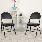 Flash Furniture HERCULES Series Designer Black Plastic Stack Chair with Black Frame - 5 Pack-Black Powder Coated Frame Finish