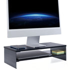 ShoppingAll 2-Tiers Wooden Monitor Stand Riser with Storage Organizer - Black-Premium Engineered Wood Design: Made with high-quality MDF, our monitor stand is designed for durability. Its refined finish complements any workspace, be it at home or in the office.