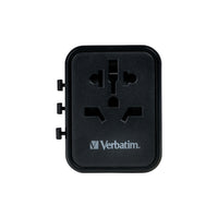 Verbatim Universal Travel Adapter 20 W - 3.50" L x 2.20" W x 4.10" H - Black-Global use in more than 180 countries
