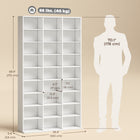 HOMCOM 9-Tier Media Storage Cabinet - 68.9" H - White-Multi-purpose use accommodates media, books, or decorative items