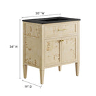Modway Elysian 30" Wood Bathroom Vanity - Black/Burl-Ceramic Sink Basin