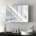 Kleankin Wall Mount Medicine Cabinet with Mirror - 35" W x 24" D - White-Ample storage shelves meet different requirements
