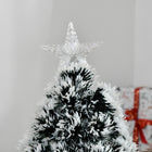 HOMCOM 3' Pre-Lit Artificial Evergreen Christmas Tree with LED and Optical Fiber - Green with White Tips-Colours: Green with white tips, three multi-colour fiber optics/LED 