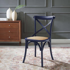 Modway Gear Dining Side Chair - Midnight Blue-Natural Rattan Seat