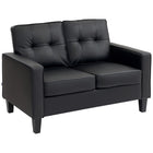 HOMCOM 51" PU Leather Loveseat with Armrests and Tufted Backrest - Black-51.4" (130.5 cm) wide couch offers roomy seating for two without feeling crowded