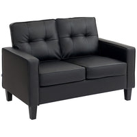 HOMCOM 51" PU Leather Loveseat with Armrests and Tufted Backrest - Black-51.4" (130.5 cm) wide couch offers roomy seating for two without feeling crowded