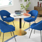HOMCOM Round Dining Table with Faux Marble Top for Kitchen - White-Seats four, suitable for smaller kitchen and dining spaces