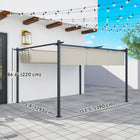 Outsunny Retractable Pergola Canopy with Roller Shade - 10' x 12' - Beige-Powder-coated metal frame adds strength, making the pergola solid and long-lasting 