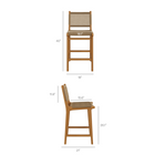Modway Rowe Outdoor Teak Wood Counter Chairs 2-Piece Set - Natural-Teak Wood Frame