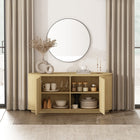 Manhattan Comfort Olivia 60" Modern Sideboard - Natural Oak-Sleek, Handle-Free Doors for a Clean, Uncluttered Look