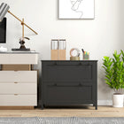 HOMCOM Lateral File Cabinet with Lock - Black-Raised base for effortless cleaning