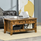 HOMCOM Lift Top Coffee Table with Hidden Storage and Open Shelves - Brown-Rectangle design matches any decor style in your home or work place