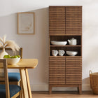 Modway Render Tall Bathroom Storage Cabinet - Walnut-Soft-Close Hinges