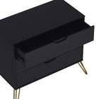 Manhattan Comfort Avira 35" Mid-Century Modern 3-Drawer Dresser - Black-Sturdy metal legs provide reliable support with a contemporary touch