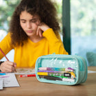 ZIPIT Half & Half 3 Pocket Pencil Case - Teal-8
