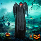 HOMCOM Animatronic Winged Grim Reaper Prop Halloween Decoration-Head turns and hands wave when activated 