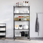 Seville Classics 5-Tier NSF Steel Shelving - Black - 72" H x 36" W x 18" D-Four 3" diameter heavy-duty rubber wheels (2 locking) with metal hardware and 4 adjustable leveling feet