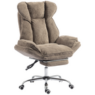 HOMCOM Big and Tall Heavy Duty Reclining Office Chair with Footrest - Brown-Office chair reclines 90-145° with footrest, suitable for work or lounging,