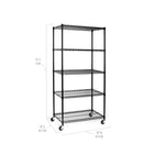 Seville Classics 5-Tier NSF Steel Shelving - Black - 72" H x 36" W x 18" D-5-tier heavy-duty steel wire shelves - height adjustable at 1" increments