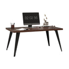 Homy Casa 63"W Modern Writing Desk - Brown-Sturdy MDF construction ensures long-lasting durability