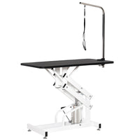 PawHut Height Adjustable Pet Grooming Table for Dogs - Black-Removable lockable table top for easy cleaning and replacement