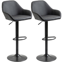 HOMCOM Adjustable Swivel Bar Stools with Footrest - Black - 2 Pack-Packaged in a set of 2 for a coordinating look
