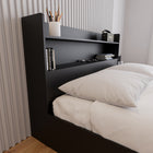 Nexera Hunter Bookcase Headboard - Queen Size - Black-Dual Shelves: Offers two shelves for additional storage without using extra floor space