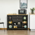 HOMCOM 47.25" L Sideboard Buffet Cabinet with 2 Drawers and 4 Doors - Brown-Made of MDF, rubber wood and tempered glass for stability 