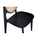 Manhattan Comfort Versailles 18.5" Industry Chic Round Back Dining Chair - Black and Natural Cane - Set of 2-20.28" L x 22" W x 34.65" H