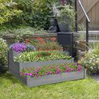 Outsunny 3-Tier Raised Garden Bed - 49" L x 49" W x 22" H - Grey-Solid wood structure for long time's usage 