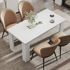 HOMCOM 63" Modern Dining Table with Wood Effect - White-Easy assembly required