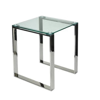 Plata Import Gen 17"W Square Side Table - Silver-Metal legs that support a glass top suitable for any furniture set