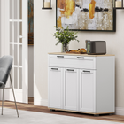 HOMCOM 40" Modern Sideboard Buffet Cabinet with Drawers & Storage Doors - White-Material: Particle Board, MDF