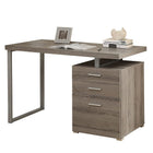 Monarch Specialties 7326 48" Computer Desk - Dark Taupe Left Or Right Facing-Durably designed with a wood-look taupe brown laminate finish and a sturdy grey metal u-shaped leg for a contemporary look, with an easy to clean top perfect for study, writing, or working on your laptop.