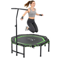 Soozier 48" Silent Mini Trampoline with Adjustable Handle Bar - Green-3 level adjustable T handlebar provides added safety while bouncing in your workout 