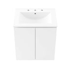 Modway Bryn 24" Wall-Mount Bathroom Vanity - White-Soft-Close Doors